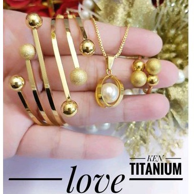 Titanium Set Perhiasan Wanita Gold 198221