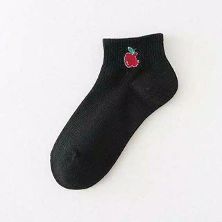 ⭐ JKTMART ⭐ Kaos Kaki Motif Buah Cute Kaoskaki Pendek Socks Fruit Fashion Wanita Korea Import R139-HITAM