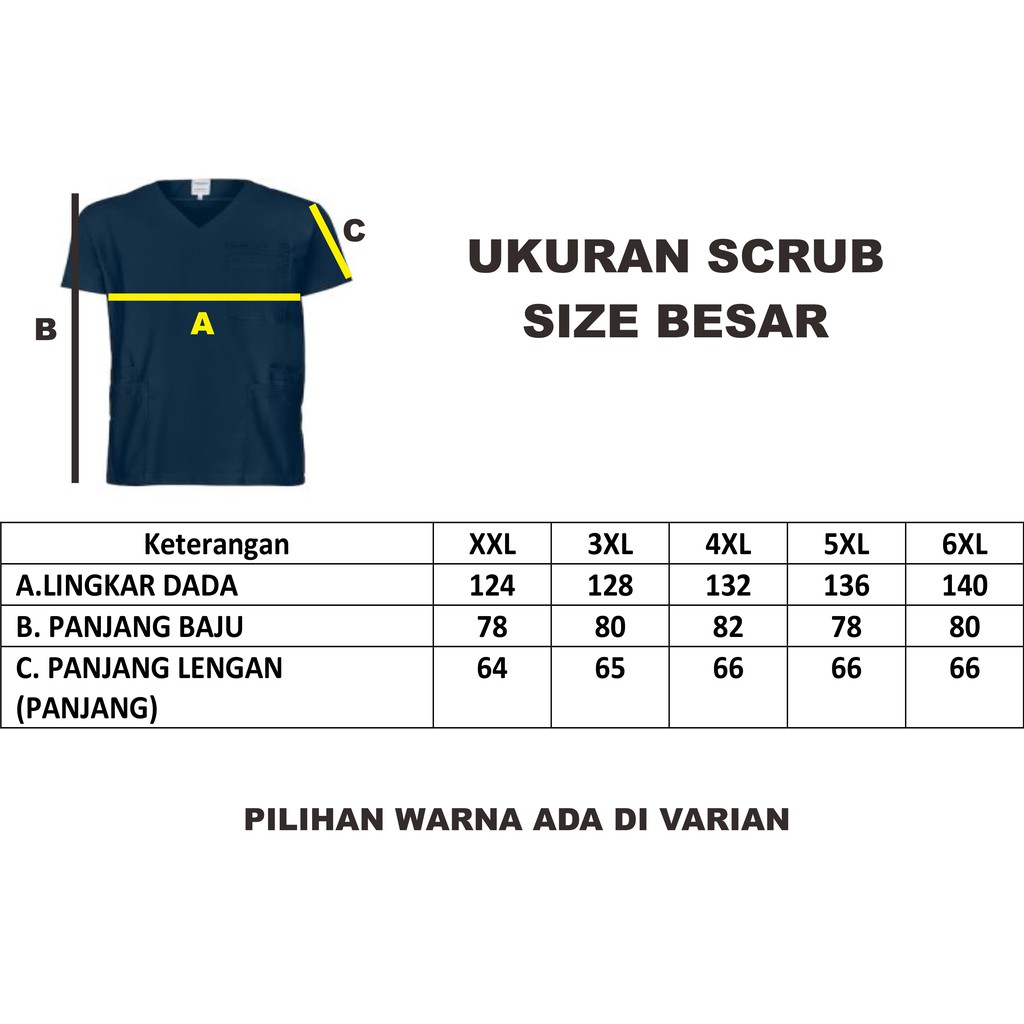 Baju Jaga Medis APD OKA O-Neck Lengan Pendek American Drill Ukuran XXL-6L