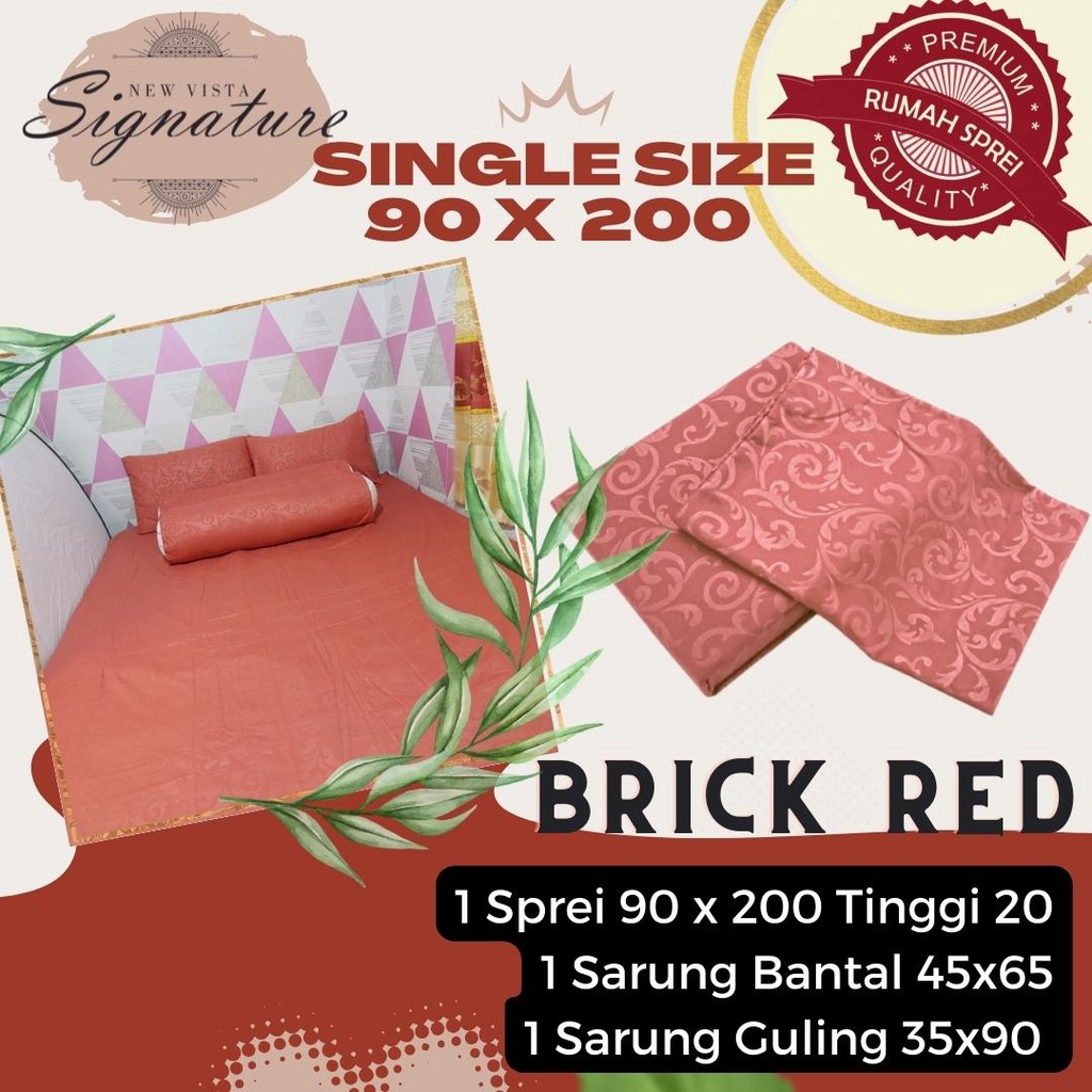 Sprei Signature 90 / 100 x 200 Polos Emboss ( Brick Red / Merah Bata )