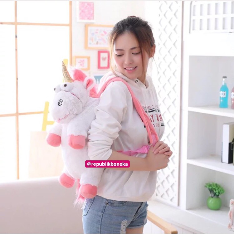 BONEKA TAS UNICORN FLUFFY BAG 60CM