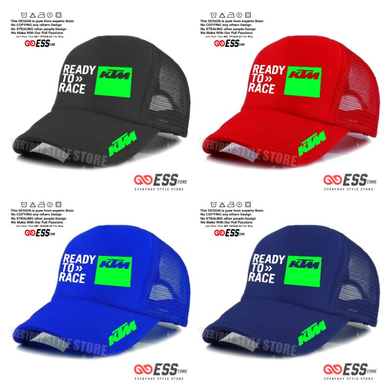 Topi KTM Racing Ready To Race Trucker Jaring - Topi KTM Racing Logo Hijau Neon (Stabilo)