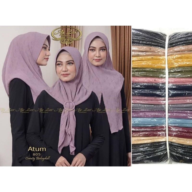 hijab hoodie gesper plisket kerang atum ori ajezas