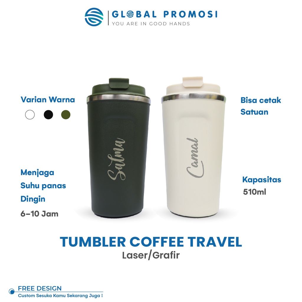 Tumbler Coffee Travel Mug Custom Laser Grafir Souvenir Murah