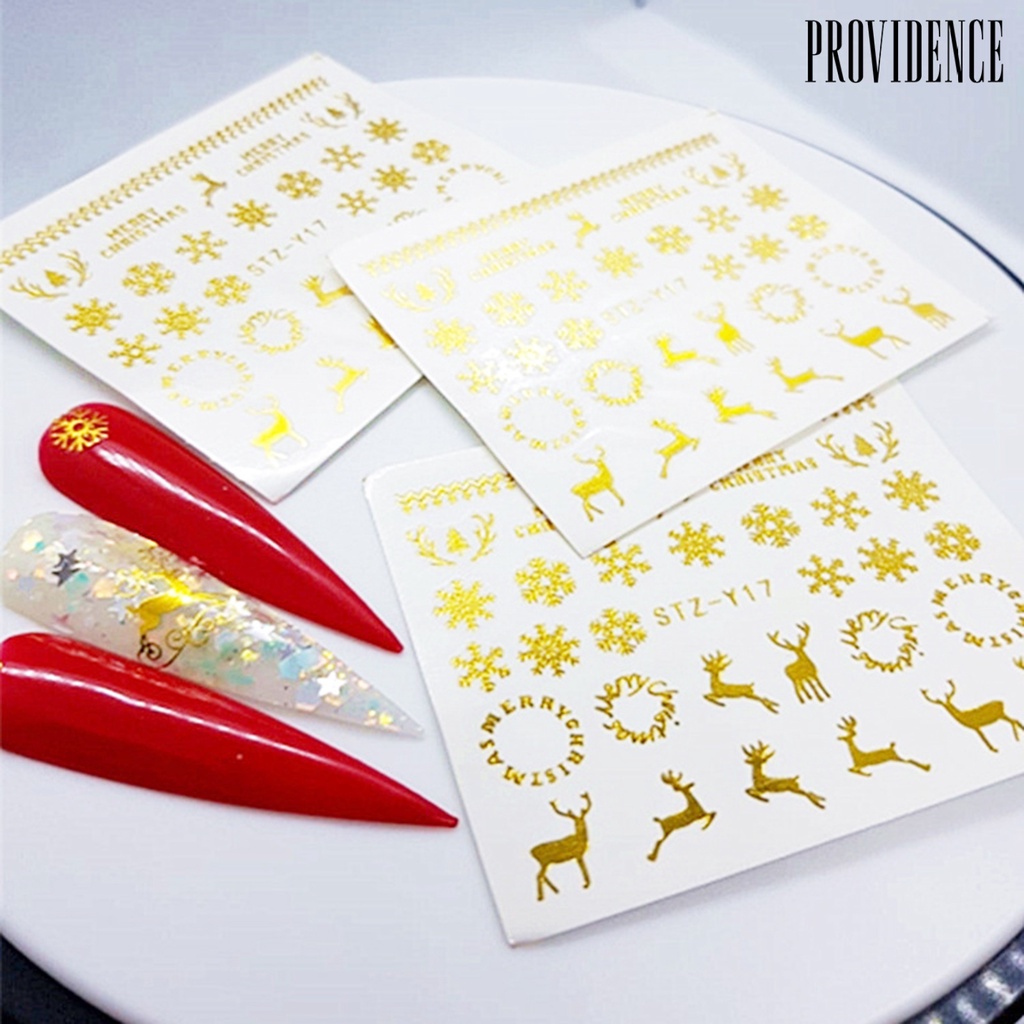 Providence 16Pcs Manicure Decal Delicate Lightweight Solid Color Gold Color Snowflake Manicure Sticker for Women
