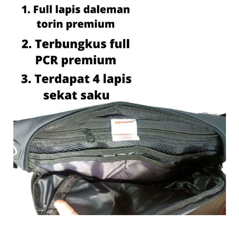 Tas Selempang Pria ROOWNS Original Waterproof Waist Bag Pria Anti Air Premium Murah Not Arei Tnf