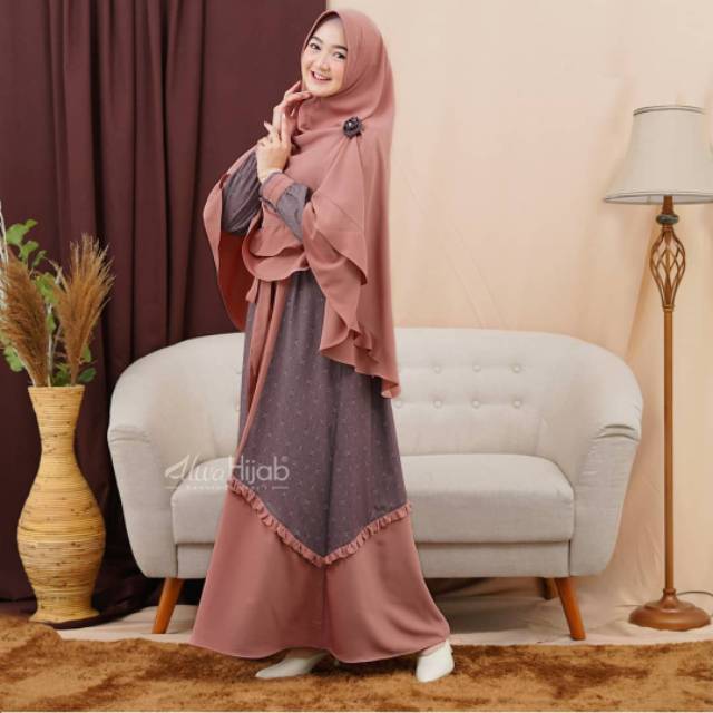 (COD) Gamis Fitrah Family Vol 2 by Alwa Hijab / gamis premium  / Moca Blush