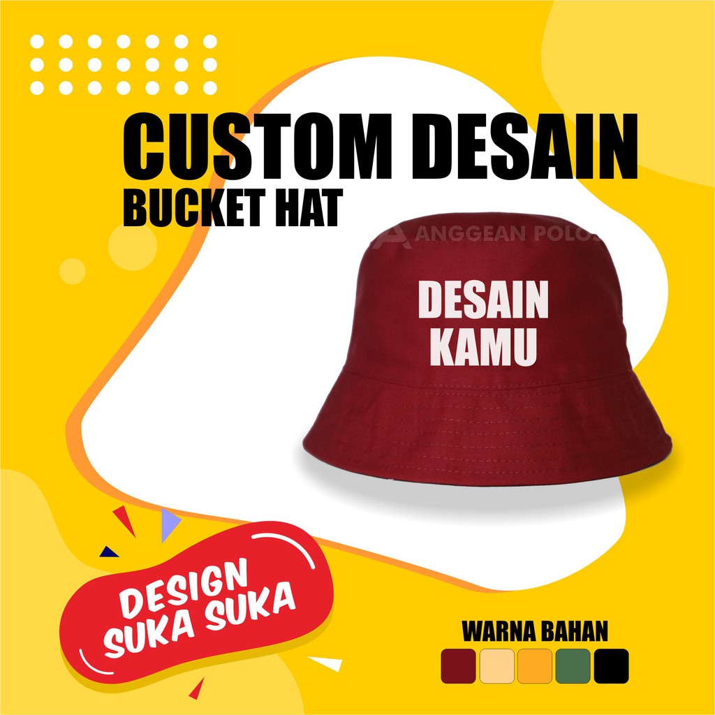 bucket hat desain suka suka bolak balik topi bucket custom design korea pria wanita