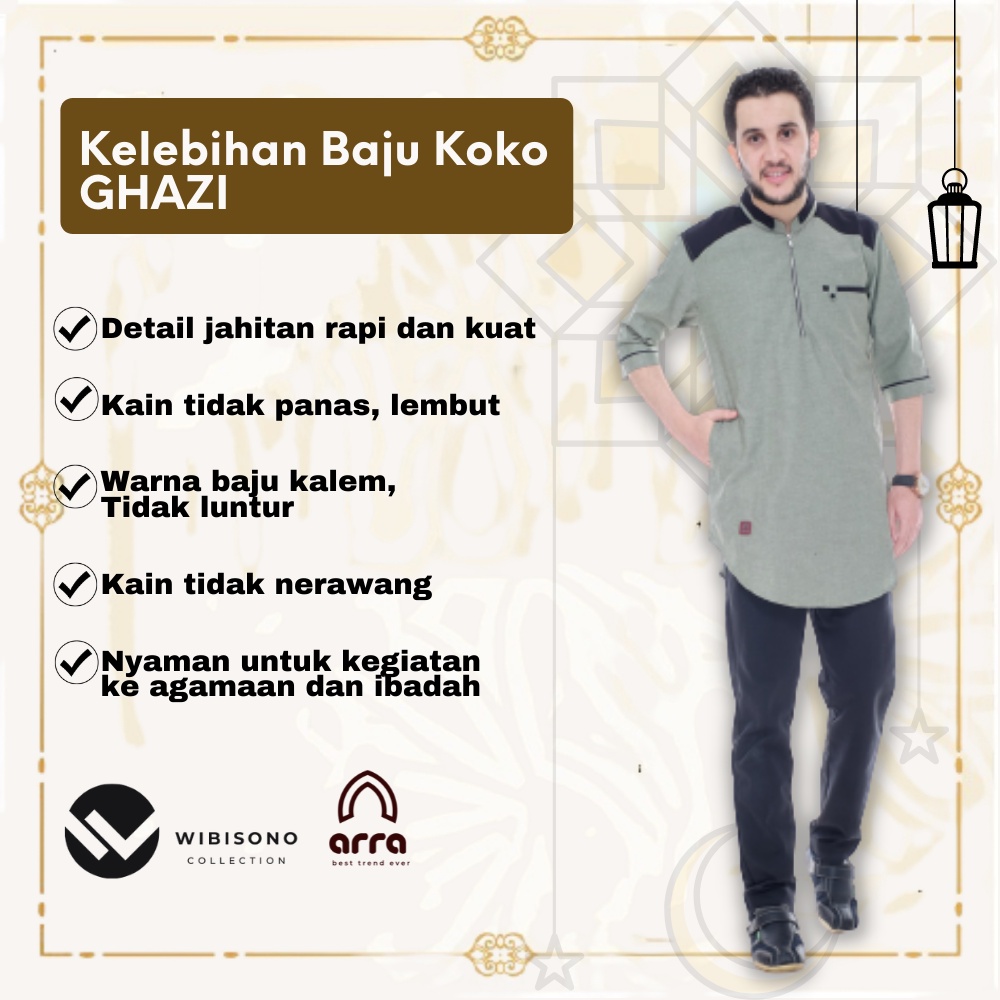 Baju Koko Kurta Pria YU3 Cowok Dewasa Lengan Pendek 3/4 Terbaru Premium Murah Original GHAZI