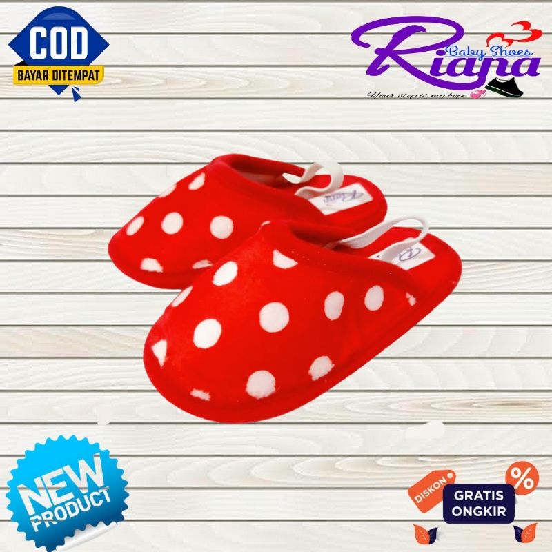 Sandal Slop bayi BAPAU polkadot polos murah terbaru usia 6-18 Bulan