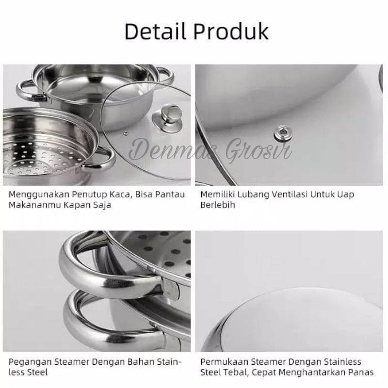 (MURAH) Panci Steamer Kukus Stainless 2 tingkat / Panci Steamer / Panci Siomay