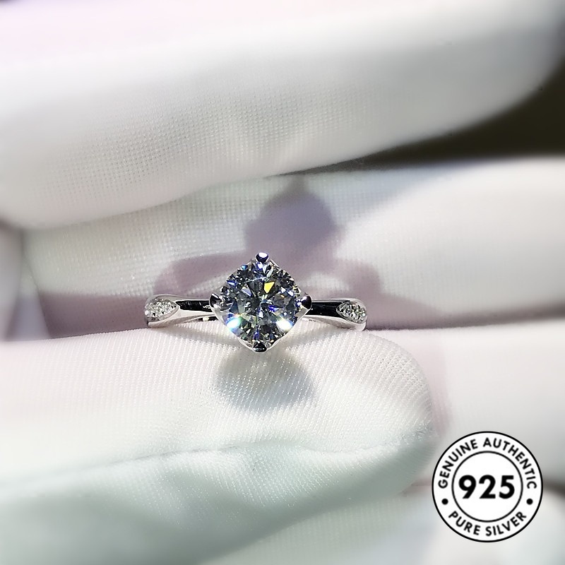 Cincin Sterling Silver 925 Hias Berlian Imitasi Elegan Untuk Wanita