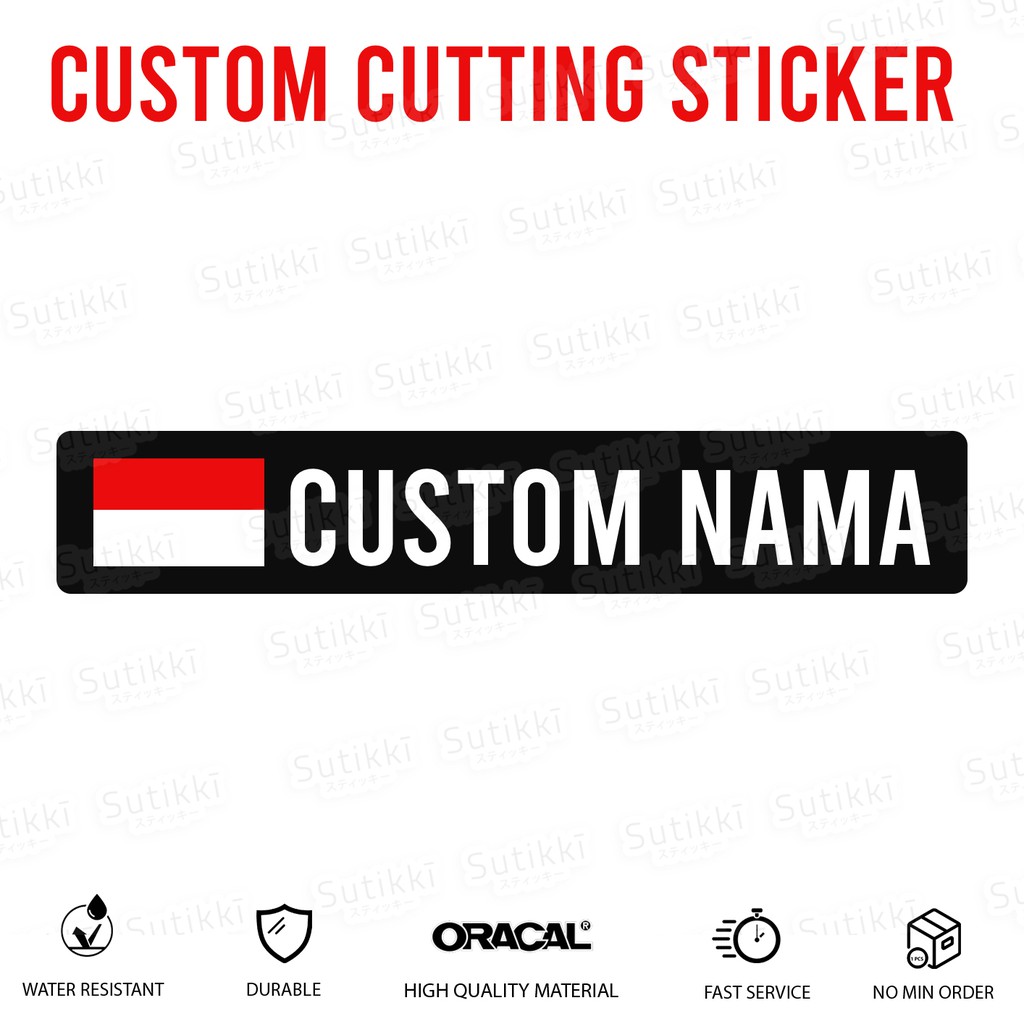 Sutikki | Custom Cutting Sticker Nama Bendera Indonesia Motor Helm Mobil Stiker Vinyl Cuting