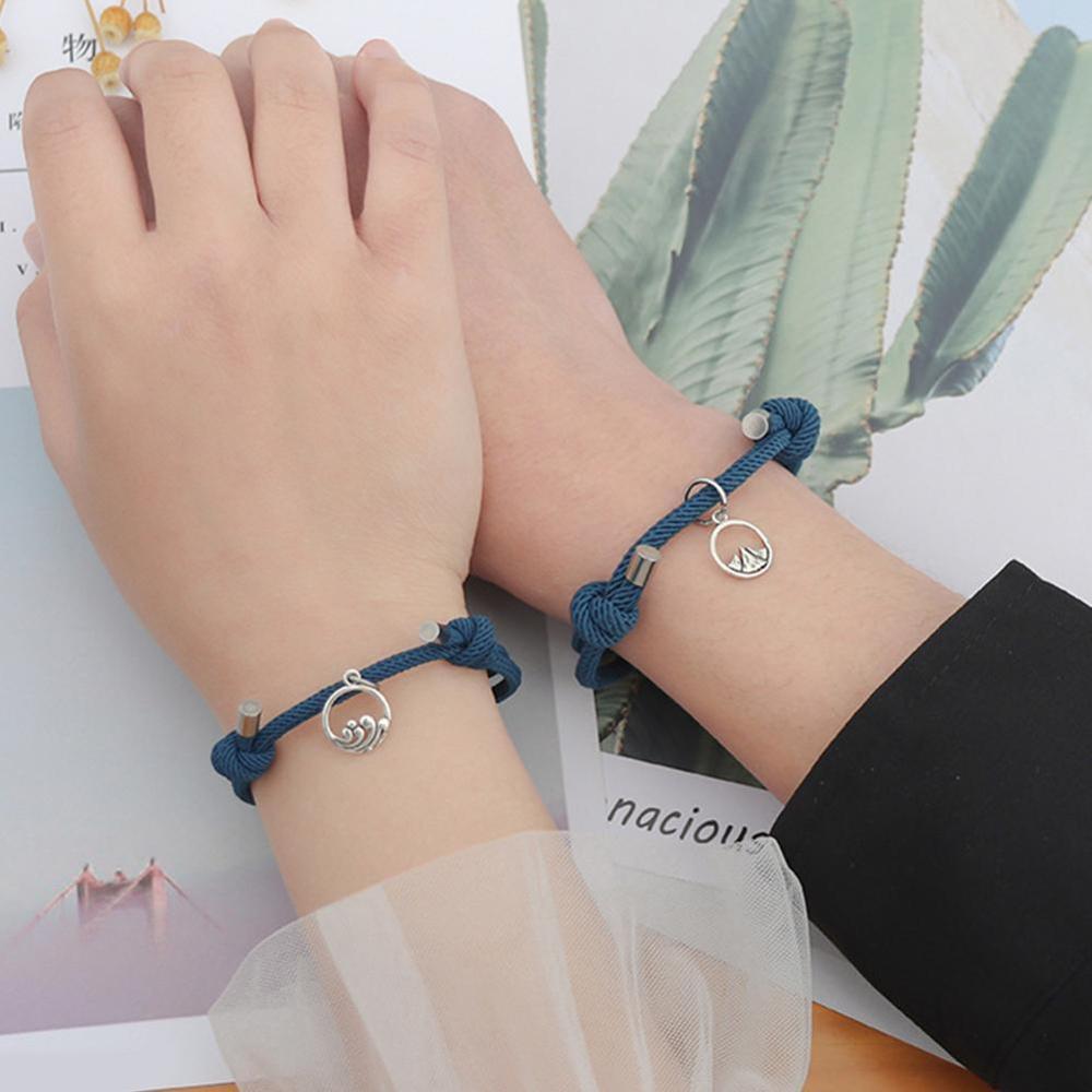 2pcs Gelang Tali Kepang Magnetik Handmade Untuk Pasangan