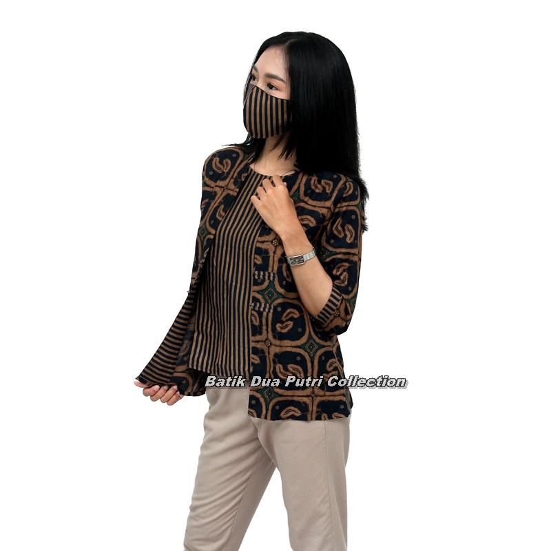 Atasan Batik Wanita Blouse Modern Tiga Model Lengan -Pendek - 7/8 - panjang S-M-L-XL-XXL-3L-4L-5L-4