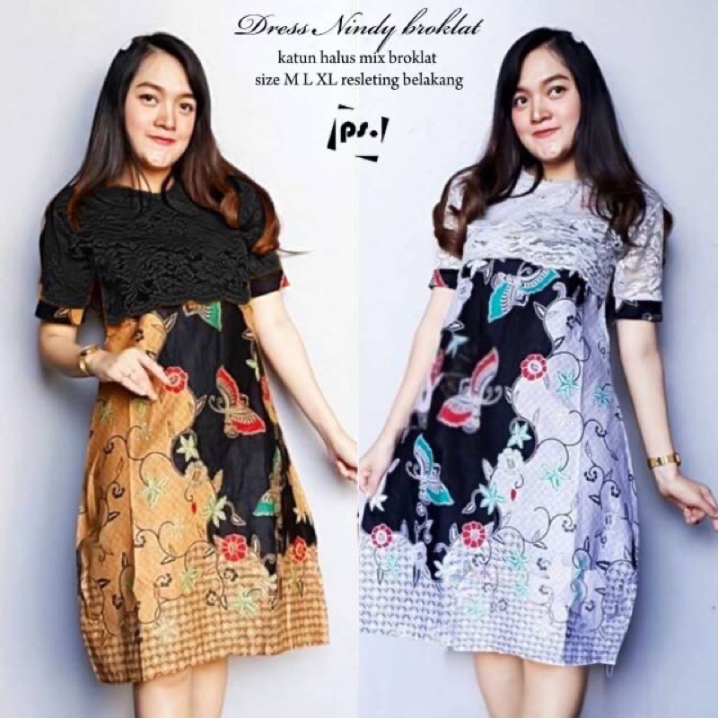 Dress Brokat Nindy Batik Brokat Batik Midi Dress Brukat Pastel Midi Bruklat Sarimbit Cantik Pesta