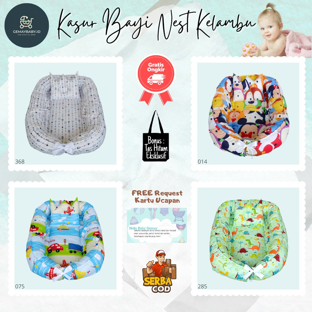 Kasur Bayi Model Perahu Kelambu Lepas Motif Karakter Lucu Kado Perlengkapan Bayi Kasur Nest Newborn