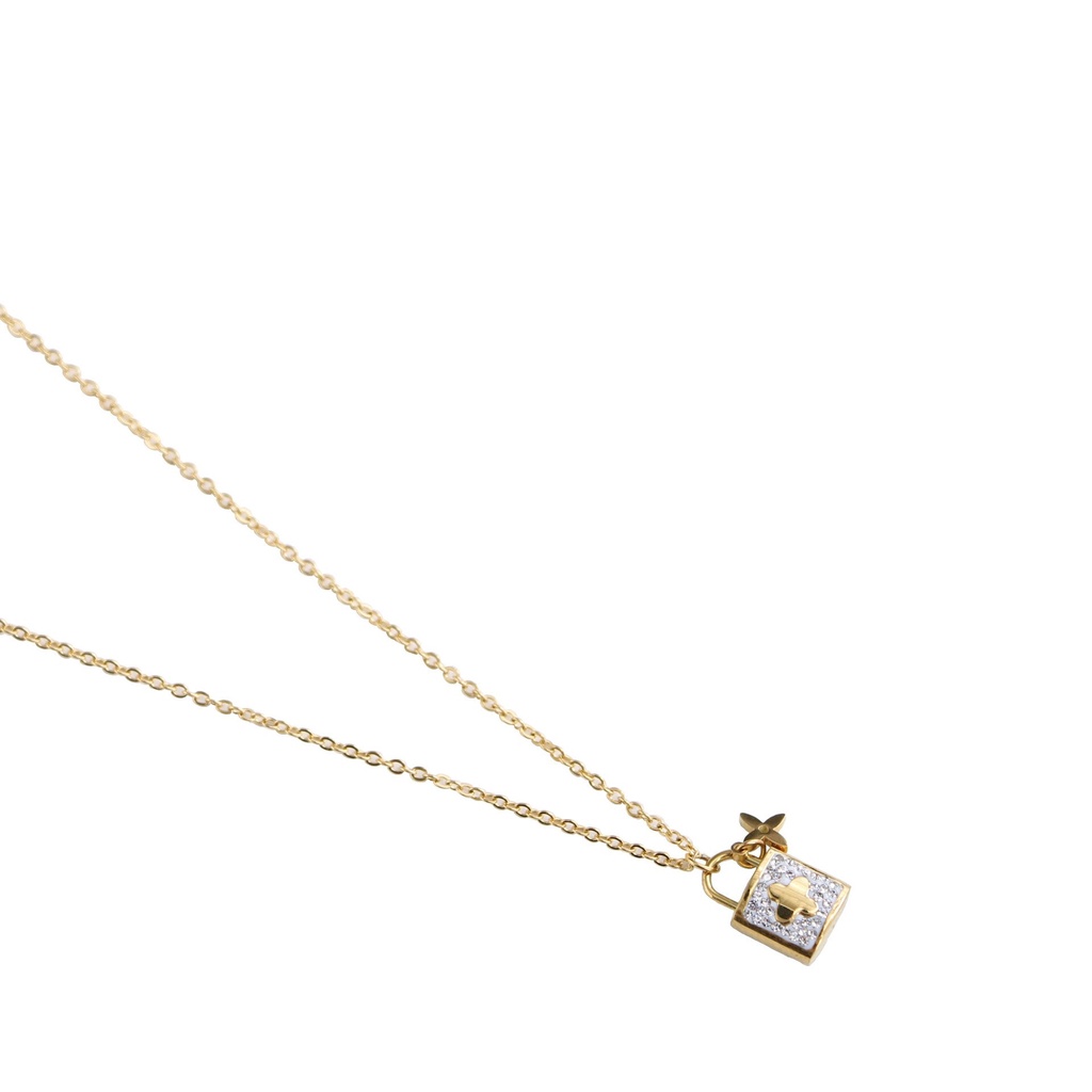 Kalung gembok titanium kore fashion anti karat