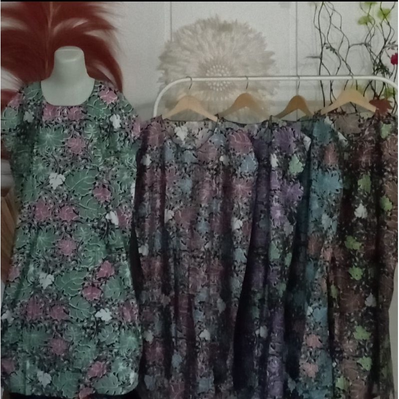 Daster Midi Jumbo Adem Ecer Grosir bs pilih motif murah bali karakter bunga ibu panjang hamil ld 120-Motif MJS