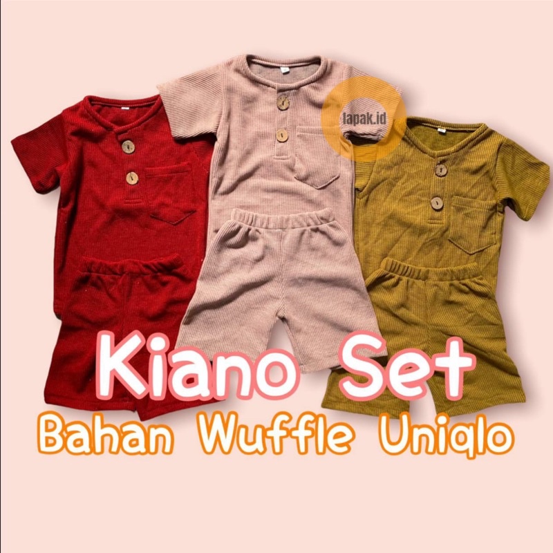 SET KIANO KIDS 1-6 TH/SETELAN ANAK BAHAN WAFFLE/SET KIANO WAFFLE UNIQLO
