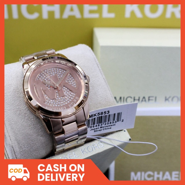 Michael Kors MK5853 Original Jam Tangan Wanita All Stainless Steel Rose Gold