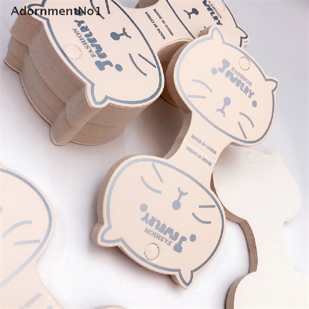 (AdornmentNo1) 50pcs / Set Kartu Tag Kertas Kraft Motif Wajah Kucing Untuk Display Perhiasan / Rambut Handmade