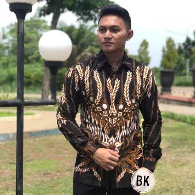 Asifa Batik Hrb026 Kenongo Kemeja Tosca Pendek Pekalongan Padi M L Xl Sogan Tulis Halus Kemeja Batik