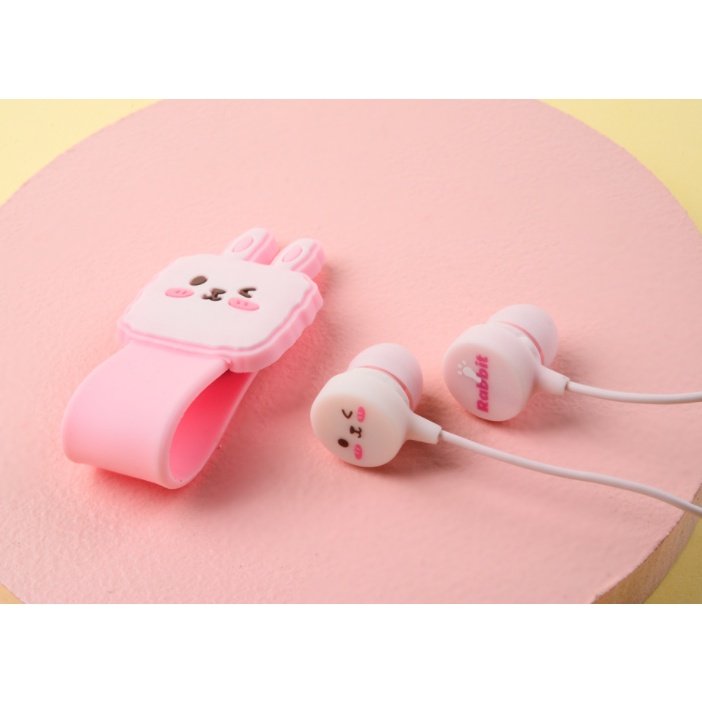 [E-239] Headset Earphone Motif Cute Animals dengan Penjepit Earphone Karakter Kartun Hewan Lucu / Cable Holder Animal