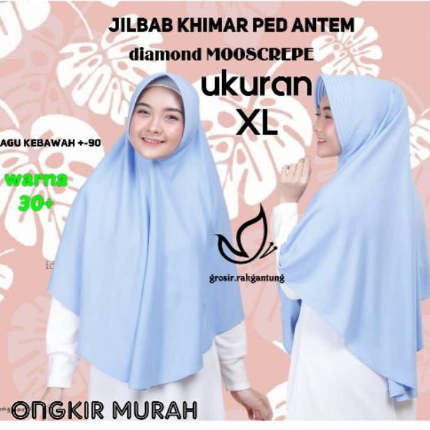[MZM.02Jl22ž] Jilbab instan khimar XL ped antem, belakang panjang segitiga hijab bergo,MOOSCREPE ker