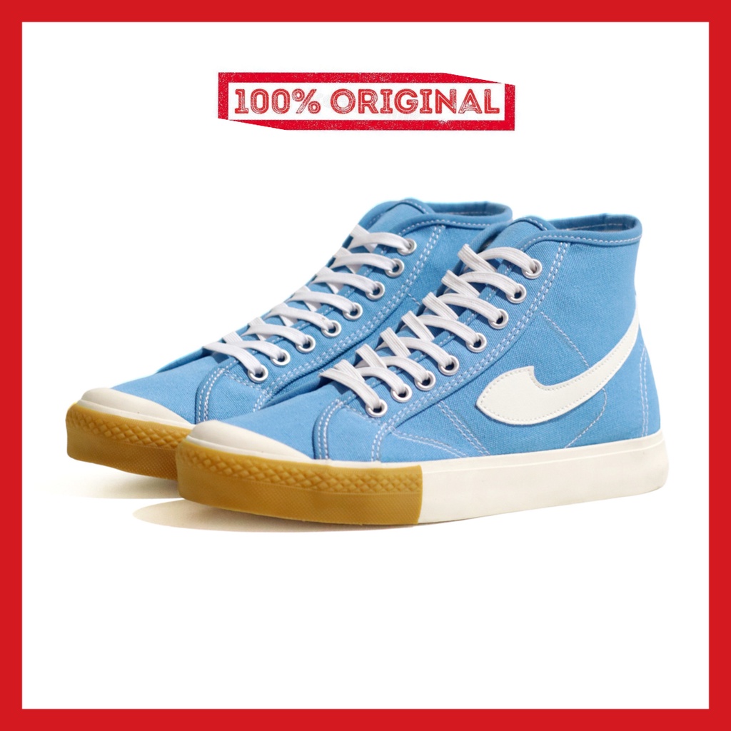 ORIGINAL - Sepatu Brand Lokal Kasual Pria Wanita No Brand Blue Sky Hi Not Sneakers Compass Gazelle Blue Sky