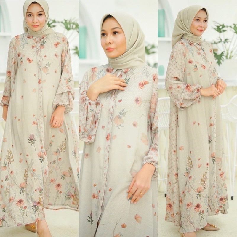 Malina dress benang jarum soft amber L