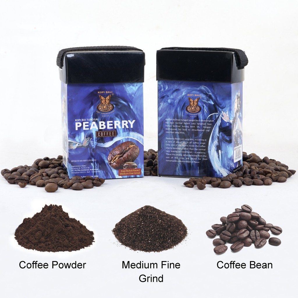 

Kopi Bali Biji Tunggal Peaberry Cap Kupu Kupu Bola Dunia 100gr