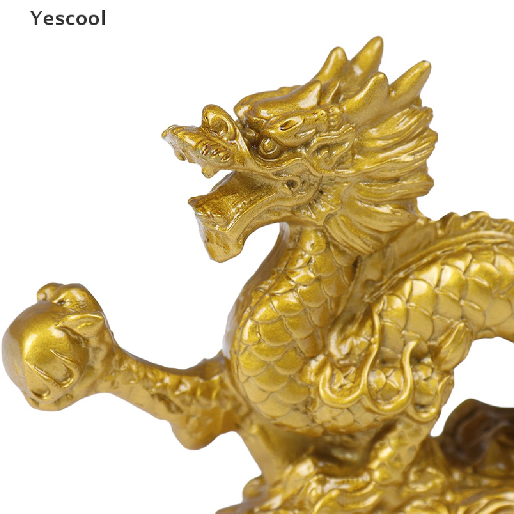 Yescool Patung Naga Zodiak Cina Warna Emas Untuk Dekorasi Rumah