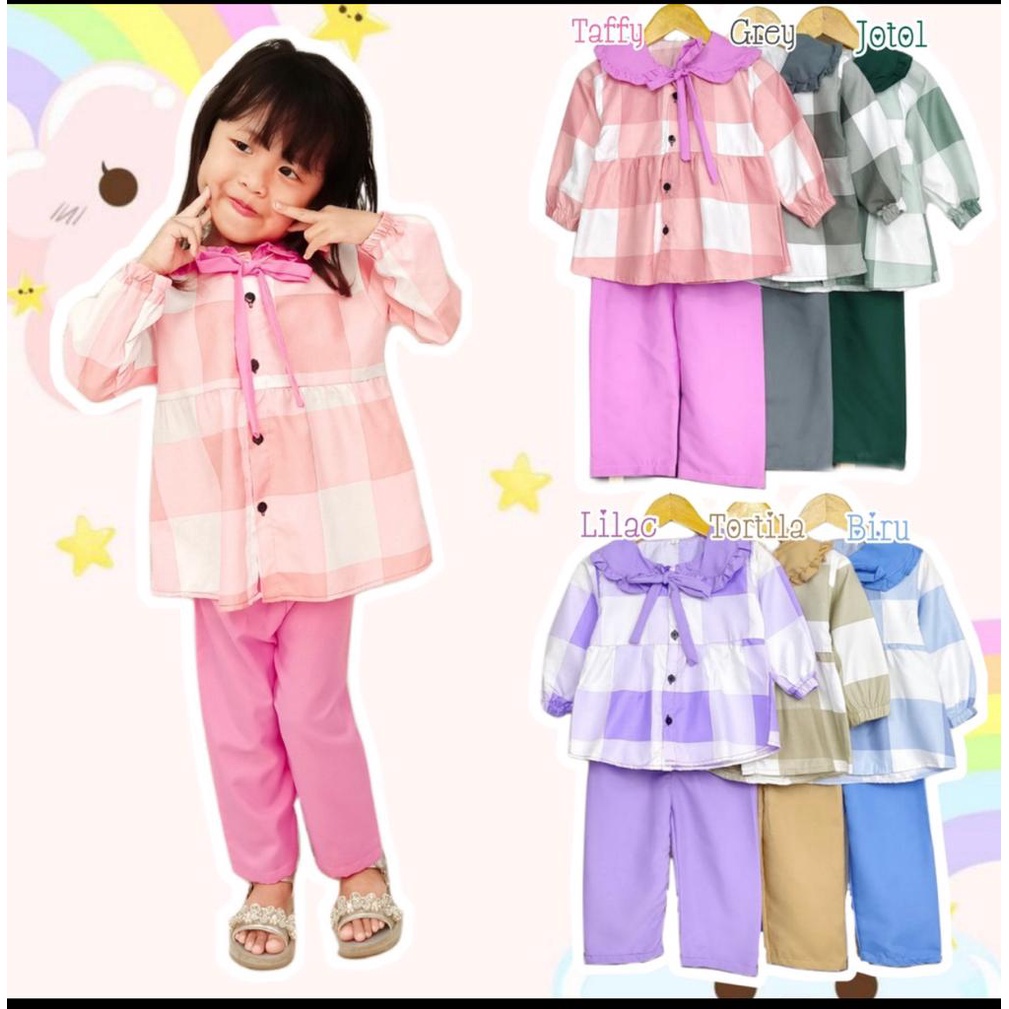 COD/BAJU ANAK TERBARU/SETELAN ANAK CEWE LENGAN PANJANG/SETELAN TARTAN TERBARU 1-5 TAHUN