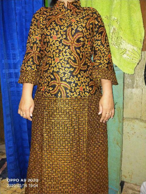 Ms Gamis Batik Sriwedari Maxi Bumil/busui Katun Sogan Manggar Padi