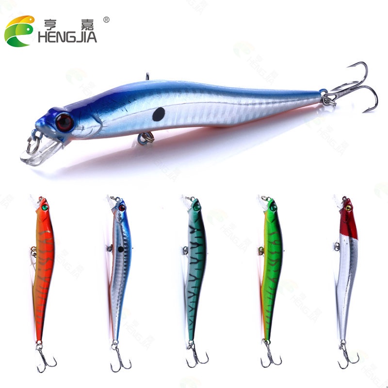 Hengjia 1pc Umpan Pancing Minnow Wobbler 5 Warna 12cm 10g Kedalaman 0.5-1.5m