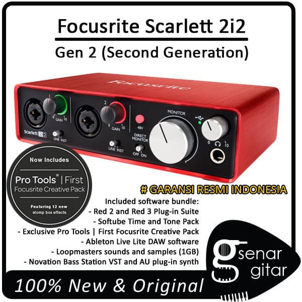 TOP BGT  Focusrite Scarlett 2i2 - 2nd Second Generartion- USB Audio Interfaces LK01