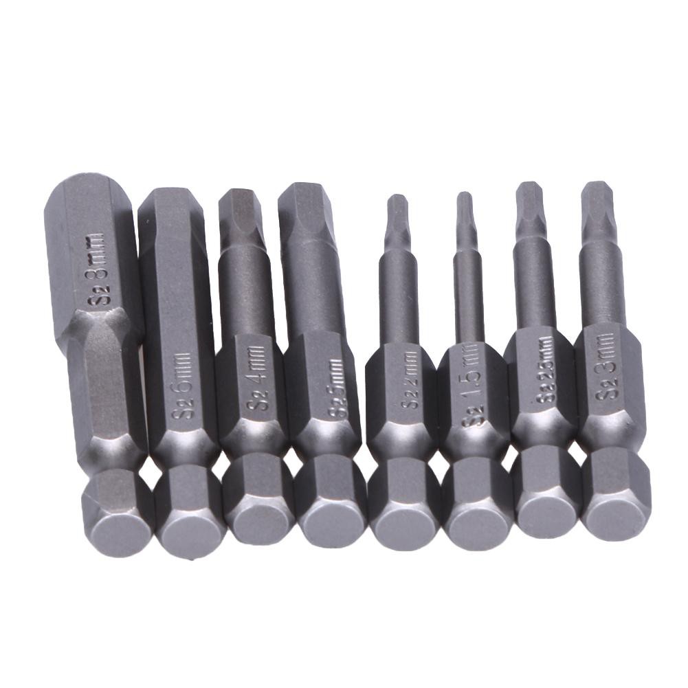 8Pcs 50mm 1 / 4 Inci Mata Obeng Hex Shank Magnetic Hex Shank astarit.id