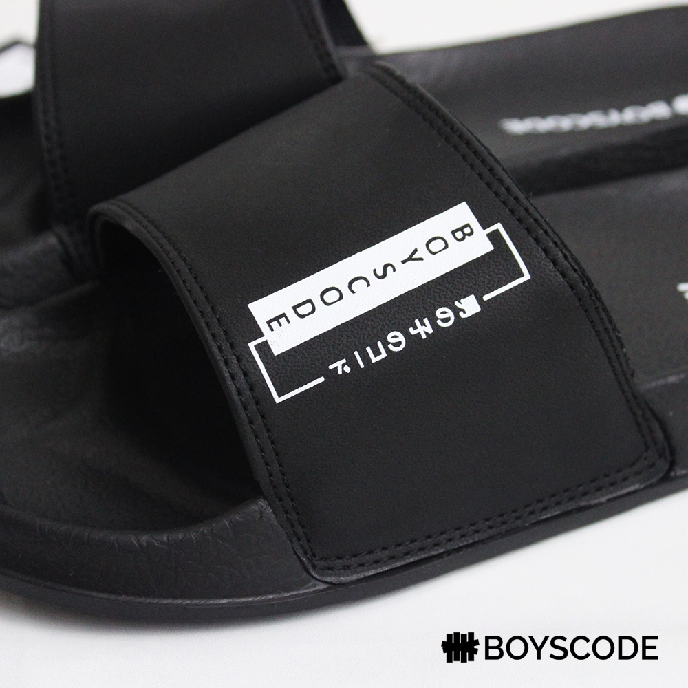 Sandal Selop Casual Distro Pria Original Boyscode Kanji Japan Fullblack / Sandal Slide Pria