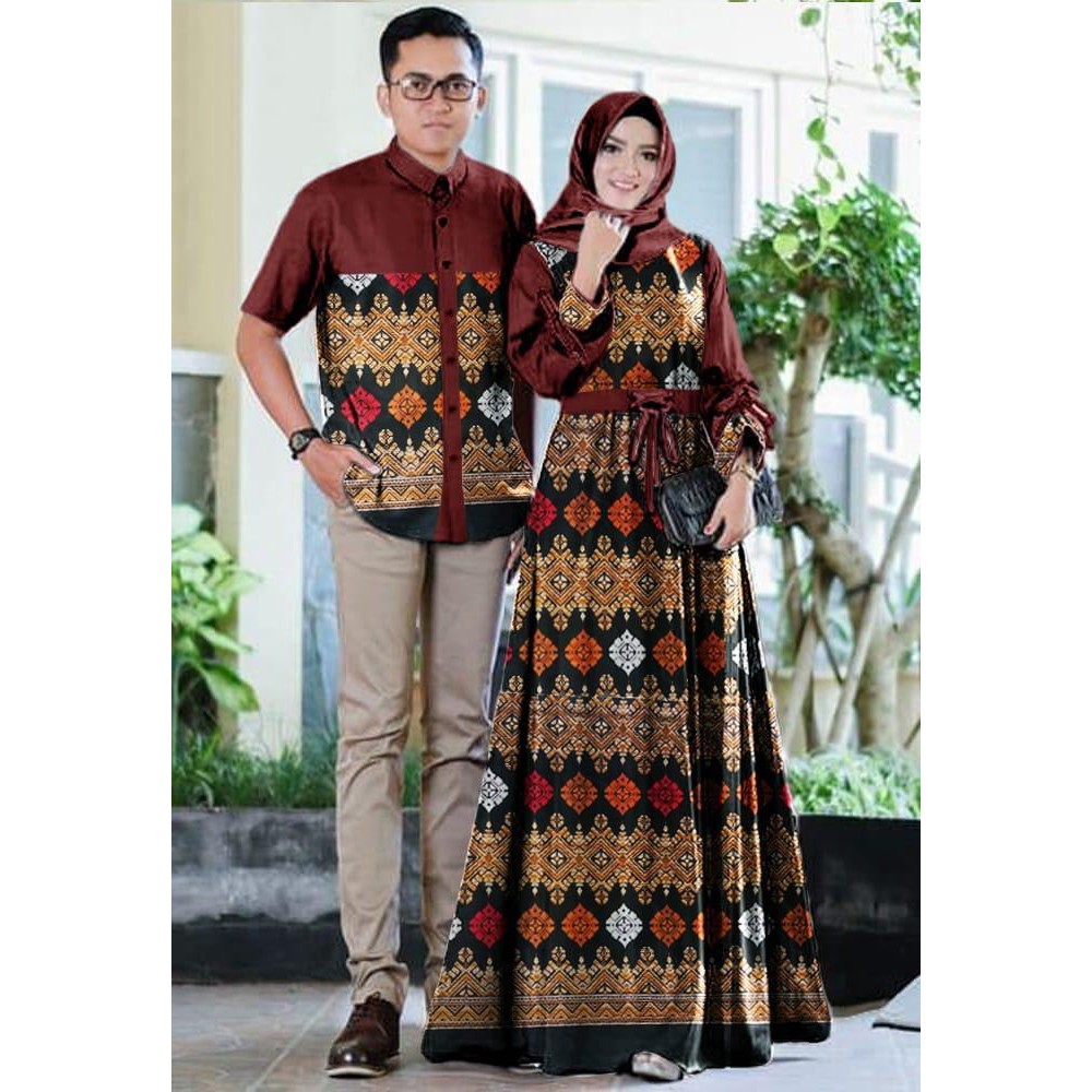 Baju Couple Set Busana Muslim Pria Dan Wanita Gamis Pasangan Murah Suami Istri Syari Kekinian Modern