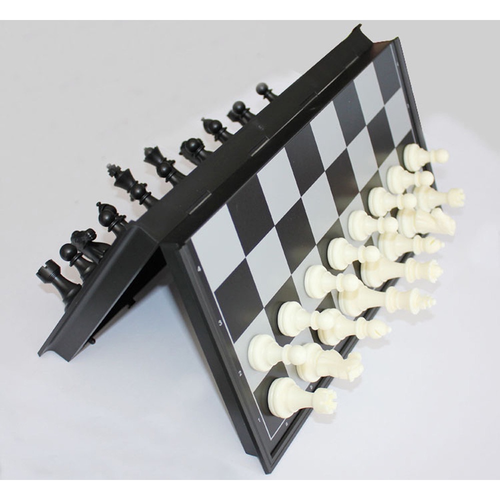 Permainan Papan Catur Magnet Folding Chessboard -  Black White