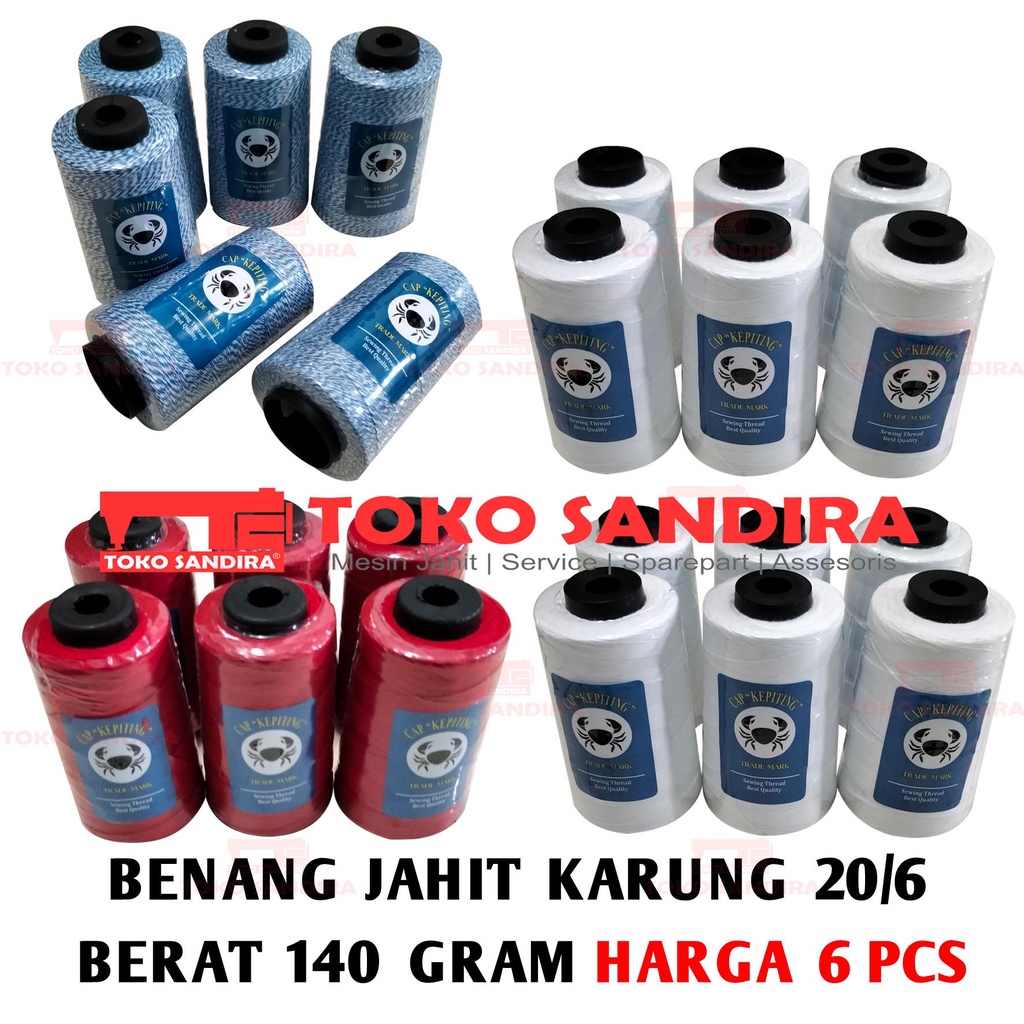 6 PCS Benang Jahit Karung 20/6 140 gram / BENANG JAHIT KARUNG MURAH/BENANG KARUNG/toko alat jahit/ke