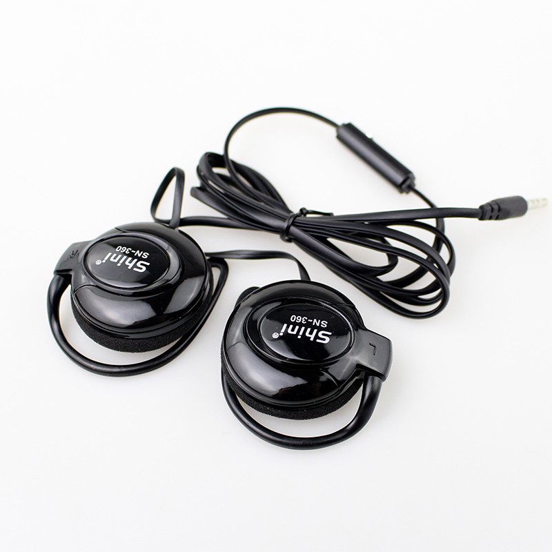 Shini Earhook Clip-on Headphone Sporty - SN360 - Black