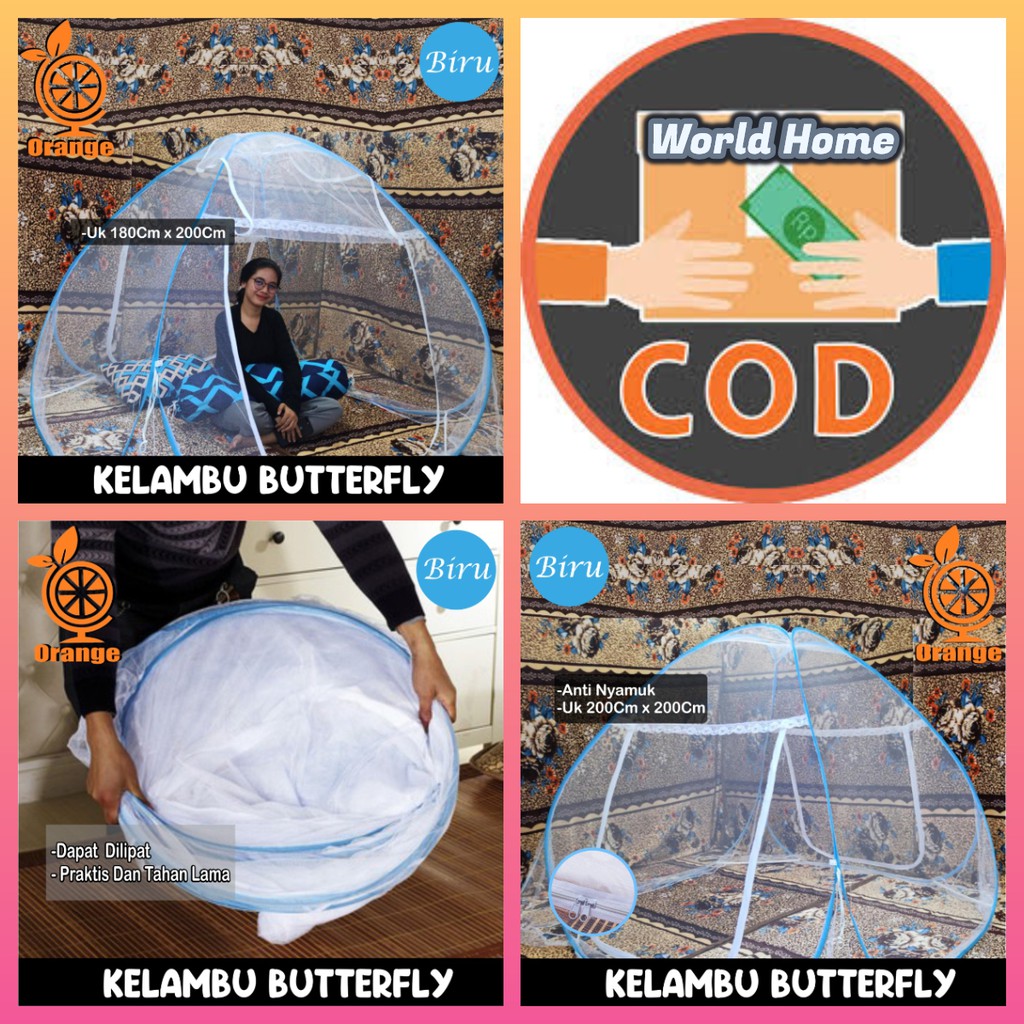 Kelambu Butterfly 180 &amp; 200Cm Kelambu Tenda Anti Nyamuk - Mudah Dilipat - Worldhome