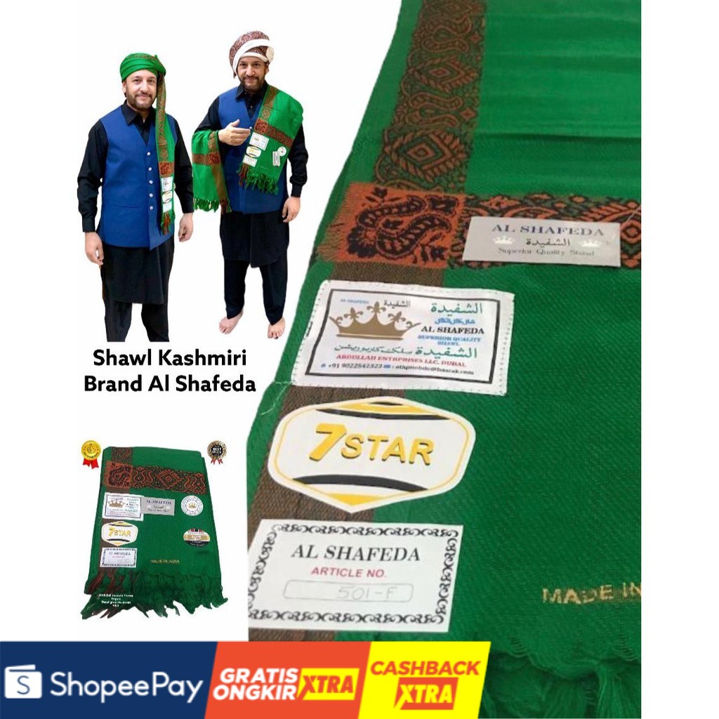 [BEST SELLER] Sorban kashmiri hijau al shafeda / aslavera / surban haji