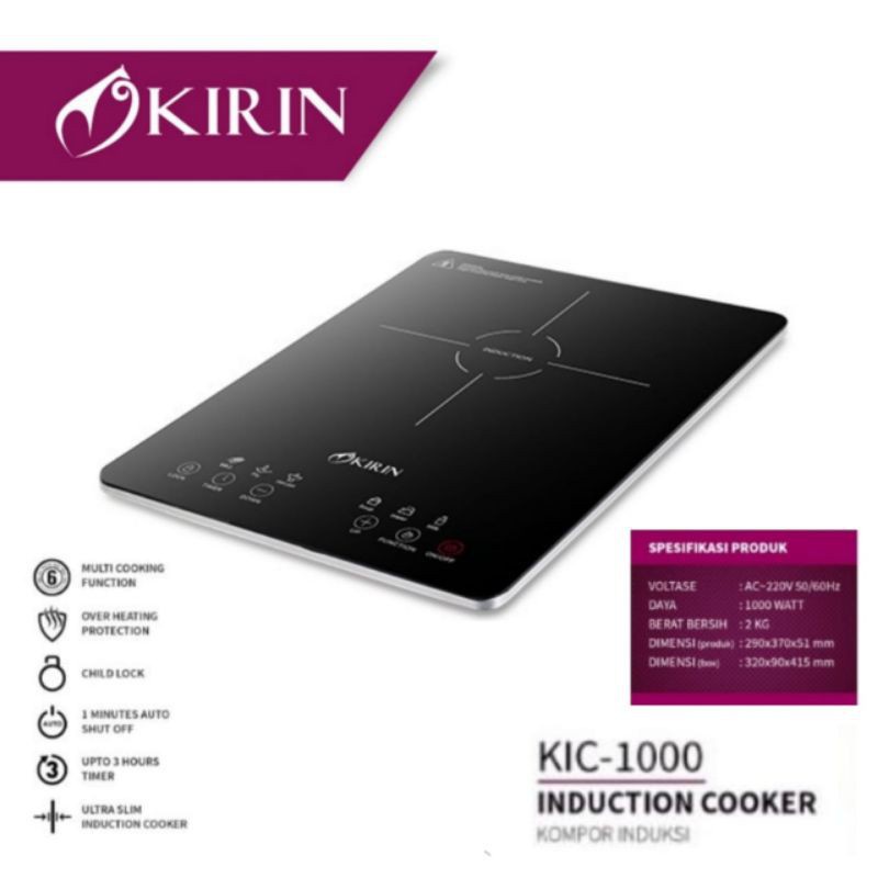 KIRIN KOMPOR INDUKSI ULTRA SLIM  COOKER KIC-1000