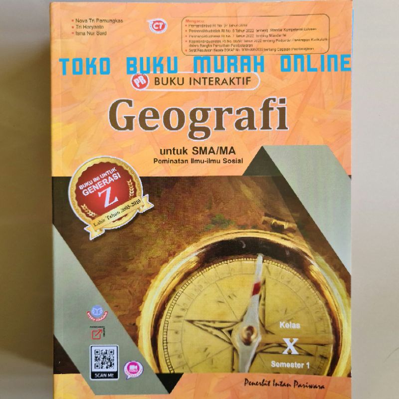 Buku kurikulum merdeka belajar lks pr interaktif geografi kelas X,10 semester 1 tahun 2022 intan par