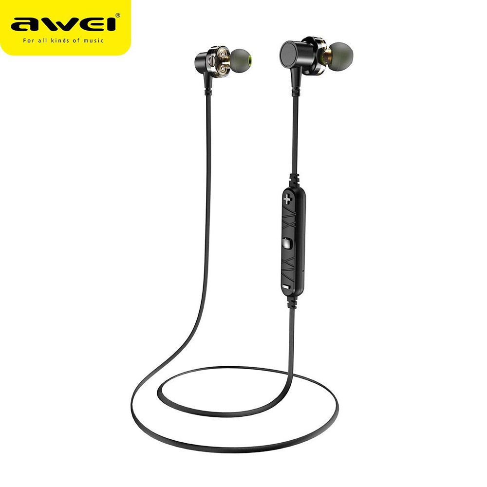 Earphone Bluetooth AWEI Sport Bluetooth Earphone 4 Driver Black