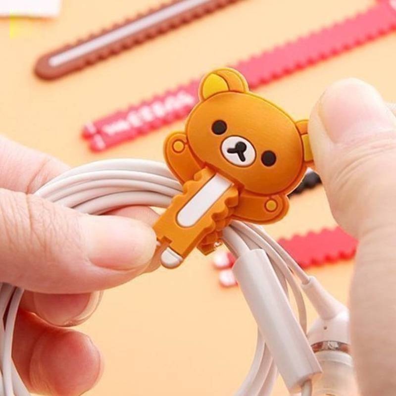 [Multifunction PVC Cable Strap Ties] [Creative Cute Cartoon Headphone Winder Hub ][Reusable Cable Winder Clip Suitable for Home, Office Cables Line Organize] [Cable Line Management Tools]