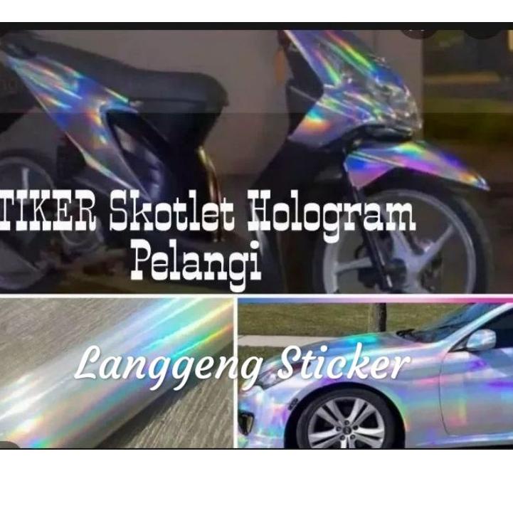 Baru Stiker Skotlet Motor Hologram Putih Skotlet Hologram Skotlet Pelangi Skotlet Putih Pelangi Skot